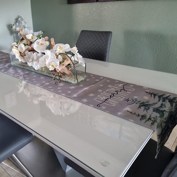 13 x 72 Inch Pine Tree Snowflake Merry Christmas Table Runner Winter Table Decor - Picture 8 of 9